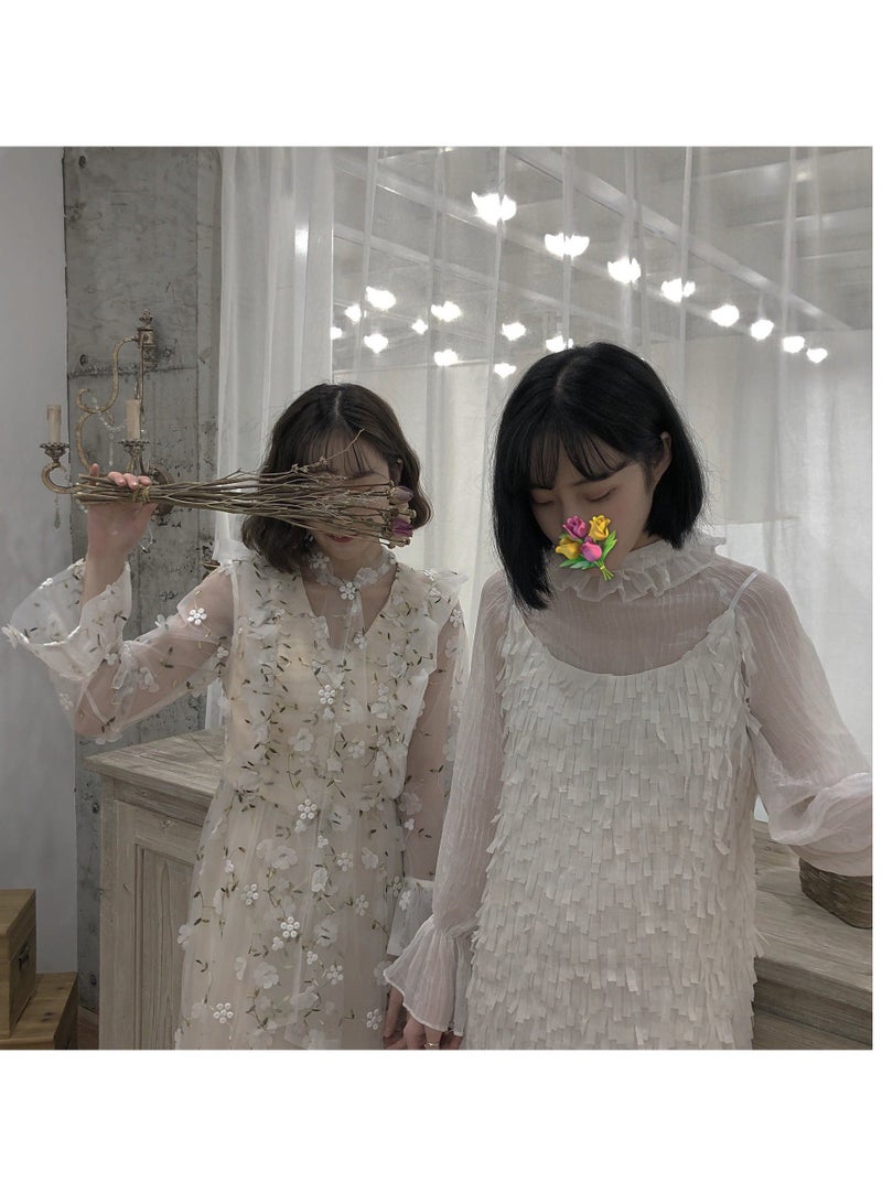 White Embroidered Floral Lace Fabric for Tulle Dresses 6ft x 47in DIY Cuttable Decorative Lace Tulle for Skirt Curtain Gown Wedding Dress Curtain Decor - Image 3