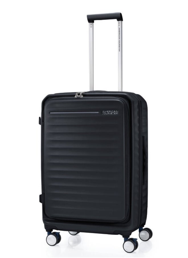 AMERICAN TOURISTER FRONTEC 68cm Medium TSA Jet Black-HARD SPINNER - EXPANDER IN ALL SIZES  - Image 1