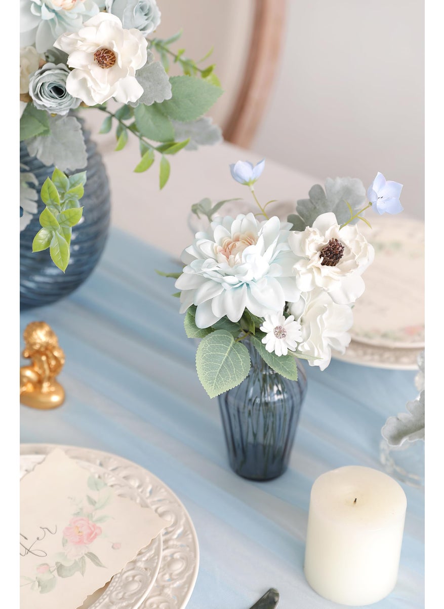 rongflower rongflower Blue Artificial Flowers Combo Box Set Silk Flowers Fake Rose for DIY Floral Arrangements Wedding Bouquets Centerpieces Baby Shower Party Home Decorations  - Image 5