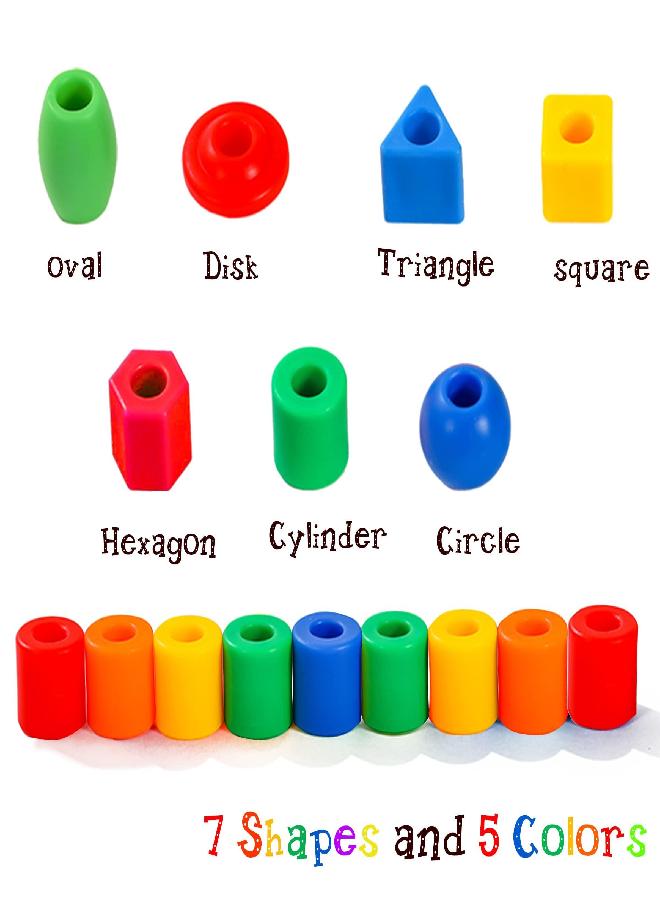 RAINBOW TOYFROG RAINBOW TOYFROG Lacing Beads for Toddlers (60 Stringing Beads,4 Strings) -Educational Montessori Preschool Activities,Toddler Sensory Occupational Therapy Toys Autism OT (with Storage Bag)  - Image 2