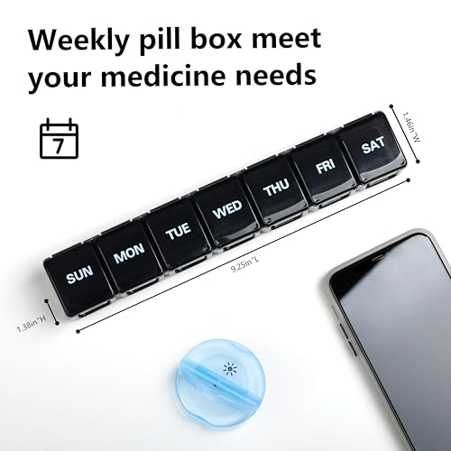 Sukuos Extra Large Weekly Pill Organizer, 7 Day Daily Pill Box Case Easy to Open, Silkscreen Printed Medicine Container with Clear Lid for Vitamins, Fish Oils or Supplements - Image 3