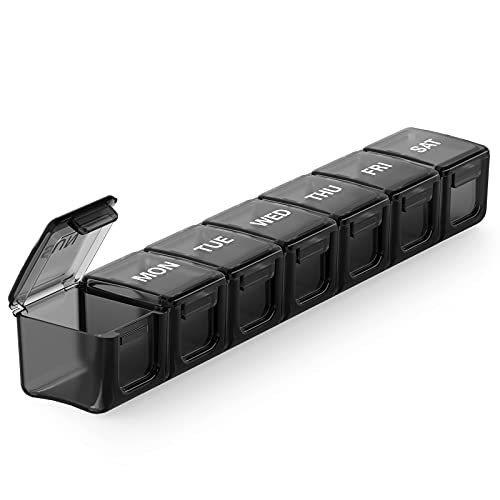 Sukuos Extra Large Weekly Pill Organizer, 7 Day Daily Pill Box Case Easy to Open, Silkscreen Printed Medicine Container with Clear Lid for Vitamins, Fish Oils or Supplements - Image 1