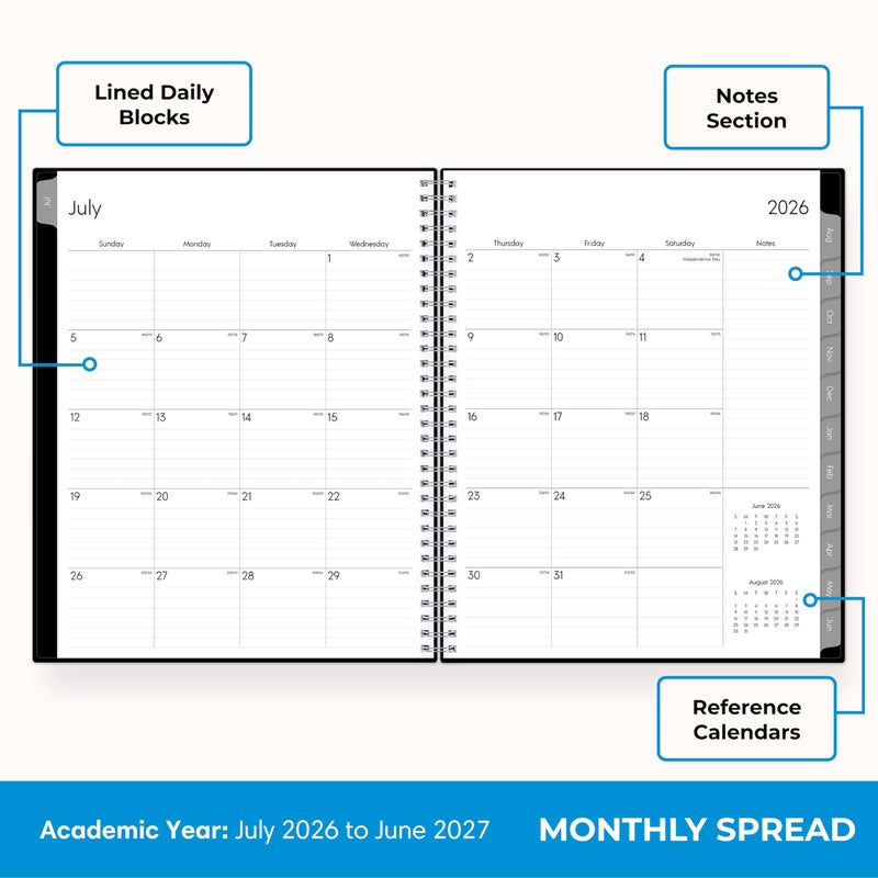 Blue Sky 2026-2027 Weekly and Monthly Academic Year Planner Calendar, July 2026 - June 2027, 7" x 9", Flexible Cover, Wirebound, Laminated Tabs, Enterprise - Image 4