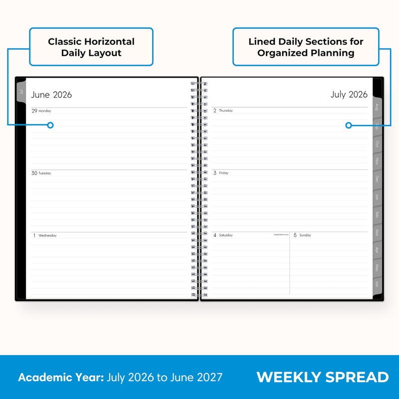 Blue Sky 2026-2027 Weekly and Monthly Academic Year Planner Calendar, July 2026 - June 2027, 7" x 9", Flexible Cover, Wirebound, Laminated Tabs, Enterprise - Image 3