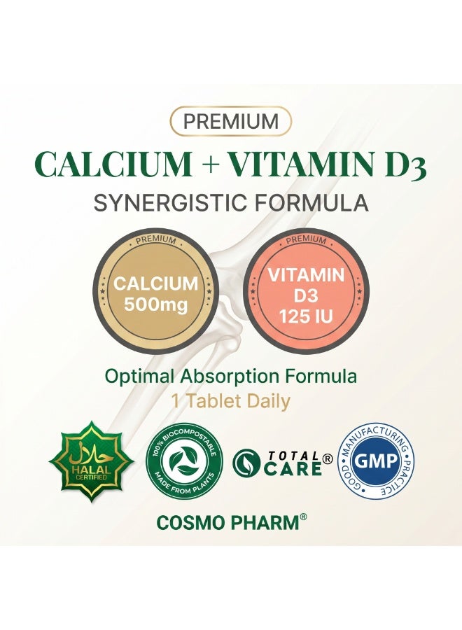 Cosmo Pharm Calcium + Vitamin D3 | Supports Strong Bones, Teeth & Muscle Function | 90 Tablets - Image 5