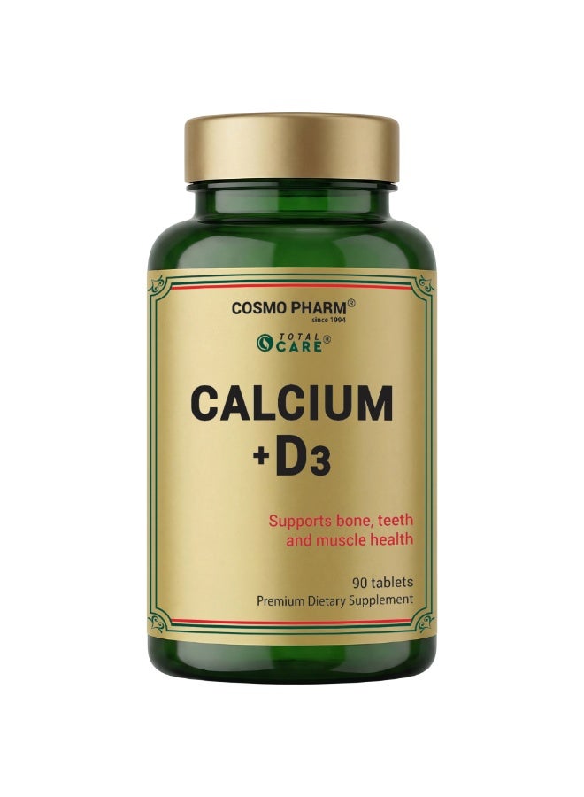 Cosmo Pharm Calcium + Vitamin D3 | Supports Strong Bones, Teeth & Muscle Function | 90 Tablets - Image 1