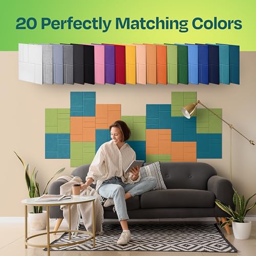 Ekkogo Acoustic Panels 12-Pack Soundproof Wall Panels 12"x12"x0.4" Decorative Sound Dampening for Your Home, Office, Studio, Bedroom & More with Unique GridFrame Carving [Light Turquoise] - Image 4