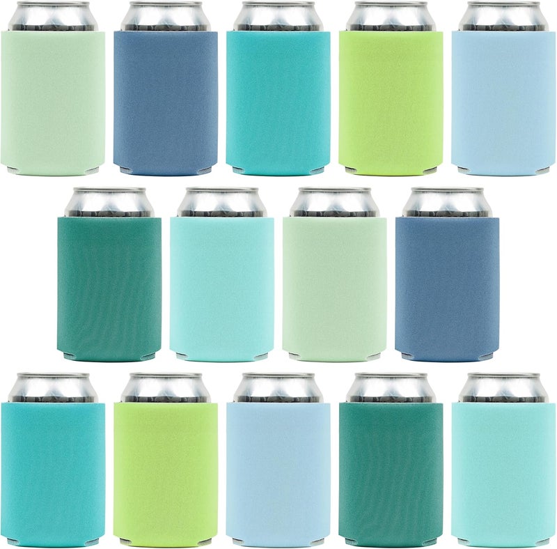 CURRENT CO. Blank Beer Can Cooler Sleeves (14-Pack) Soft Insulated Beer Cozy for Cans - HTV Friendly Plain Coolies in Bulk for Beer Cans & Bottles - Can Cozy Sublimation Blanks for Vinyl Projects & Wedding Favors - Image 1