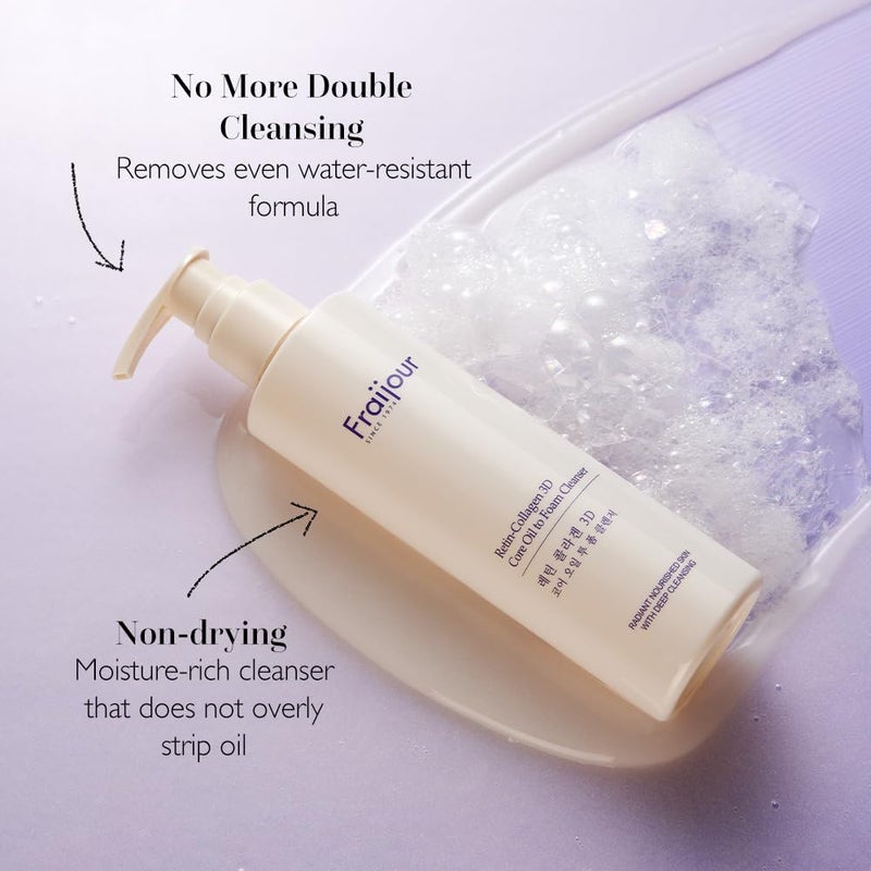 Fraijour Retin-Collagen 3D Core Oil to Foam Cleanser â€“ Acne-Fighting Cleanser with Sulfur, PHA & LHA, Removes Makeup & Sunscreen, Non-Greasy, Low pH, For Sensitive Skin, 7.41 oz. - Image 5