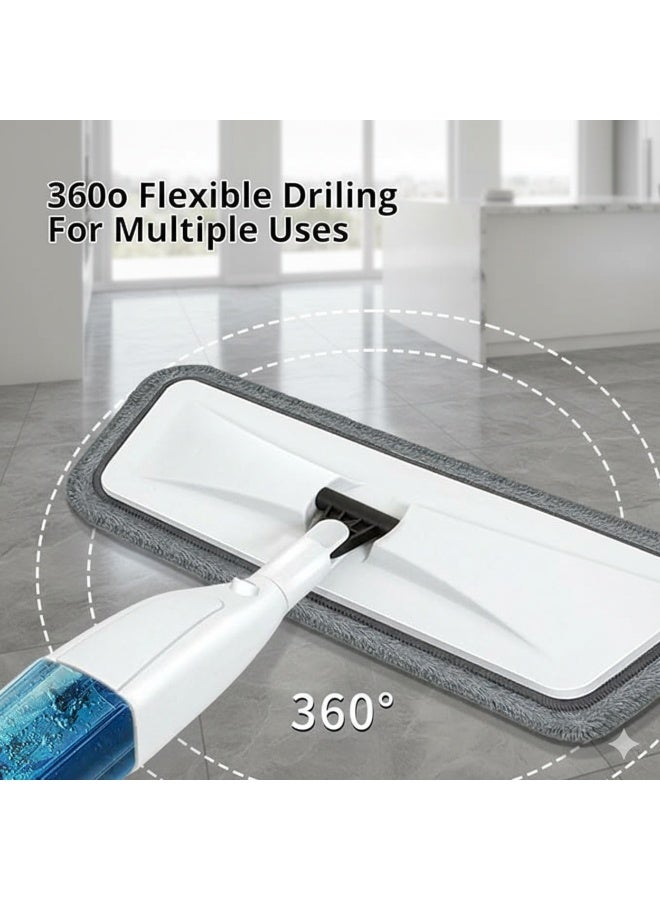 مممسحة أرضيات سبراي ماء بخزان قابل لإعادة الملء طولها 120 سم + قطعة ميكروفايبر قابلة للغسل | رأس مسطّح دوّار 360 لتنظيف السيراميك والبورسلين والباركيه والرخام - Image 3