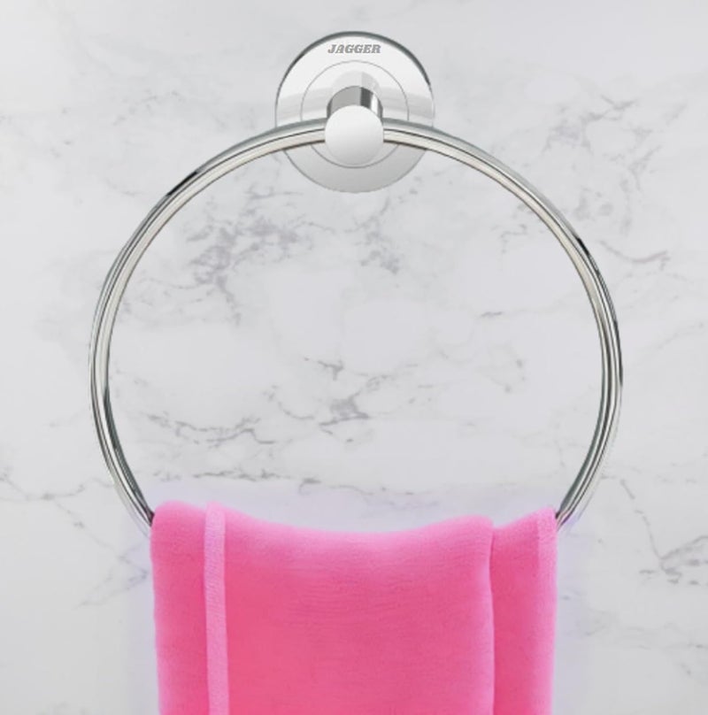 JAGGER JAGGER JAG222 Round Towel RingsTowel HolderHand Towel StandCloth HangerNapkin HolderCloth StandTowel Holder for BathroomKitchenWashbasin Chrome Finish Pack of 3  - Image 2