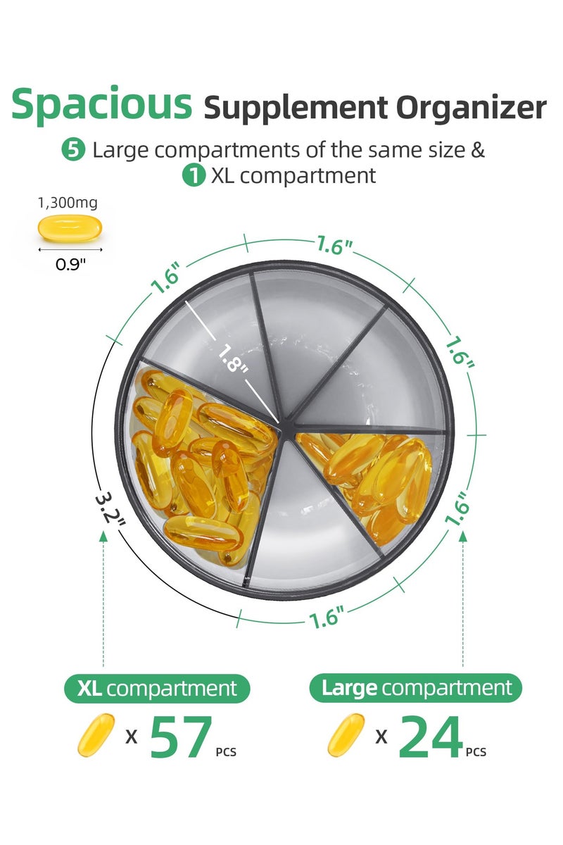 سوق نور زجاجة كبيرة لتنظيم المكملات الغذائية، تتسع لكمية كبيرة من الفيتامينات في موزع حبوب شهري واحد بتصميم مانع للاختلاط وفتحات واسعة، يسهل استرجاع الأدوية، تتضمن 20 قطعة من الملصقات اللاصقة - Image 2
