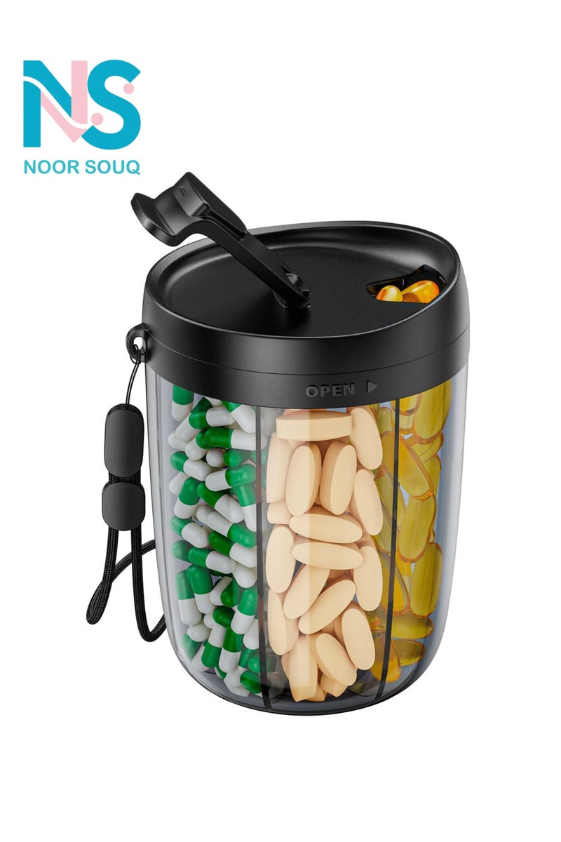 سوق نور زجاجة كبيرة لتنظيم المكملات الغذائية، تتسع لكمية كبيرة من الفيتامينات في موزع حبوب شهري واحد بتصميم مانع للاختلاط وفتحات واسعة، يسهل استرجاع الأدوية، تتضمن 20 قطعة من الملصقات اللاصقة - Image 1