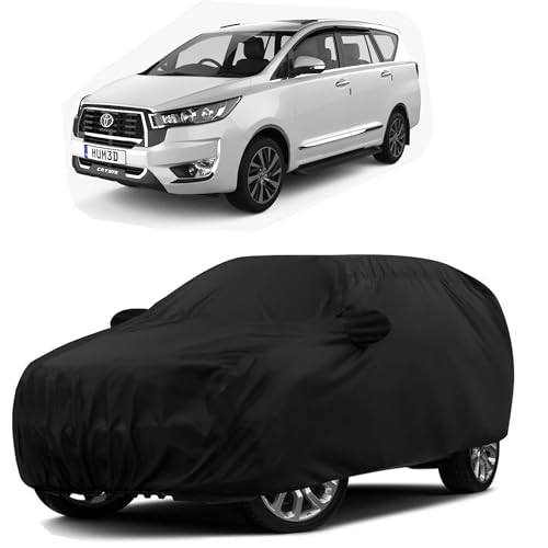 Sulfar 100% Water Resistant Car Body Cover Compatible with Mirror for Toyota Innova Crysta (Triple Stitched, Full Bottom Elastic, Black) - Image 1