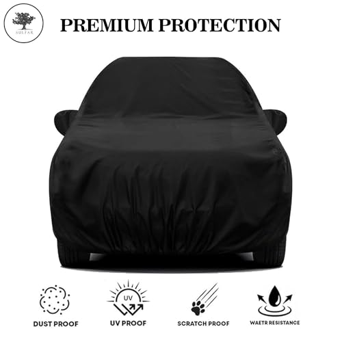 Sulfar 100% Water Resistant Car Body Cover Compatible with Mirror for Toyota Innova Crysta (Triple Stitched, Full Bottom Elastic, Black) - Image 3