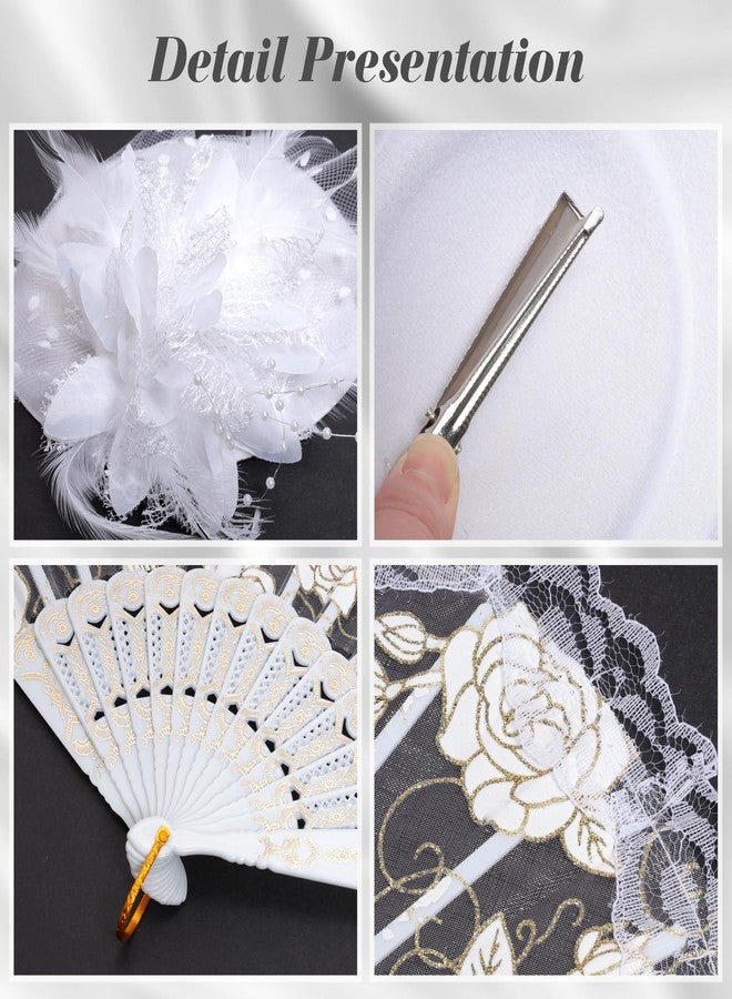 Fumwase 5 Pcs Tea Party Supplies Garden Party Gloves Hats Necklace Earrings Fancy Party Accessories Tea Party Wedding Costume (White) - Image 5