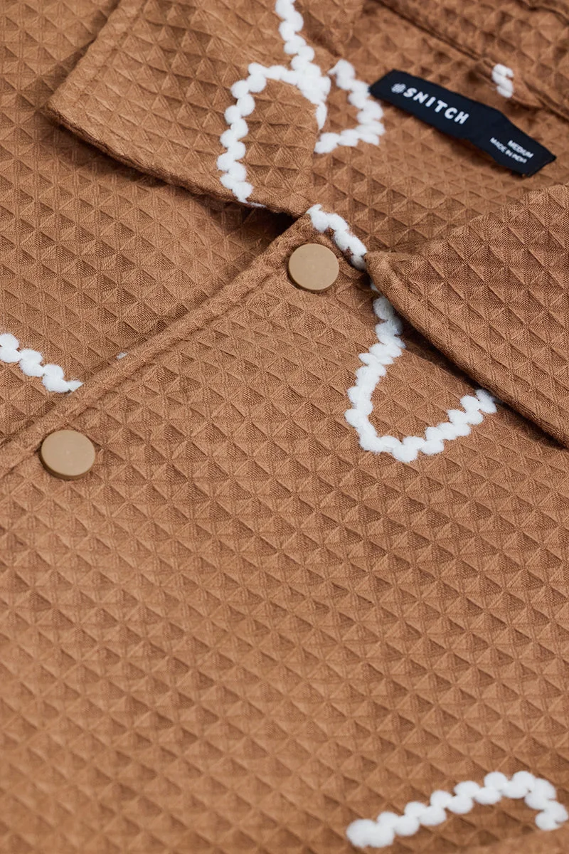 SNITCH جاكيت بقصة مريحة بتصميم وافل بني
