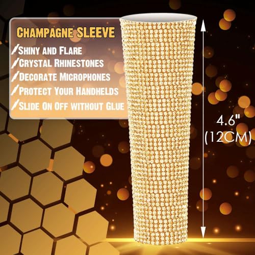 RhymKawa B58 Champagne Gold Cover Decorate Universal Wired Microphone SM58LC, Beta 58a, Glitter Rhinestones Sleeve Replacement Shining on Wedding Party Tours TV Shows - Image 5