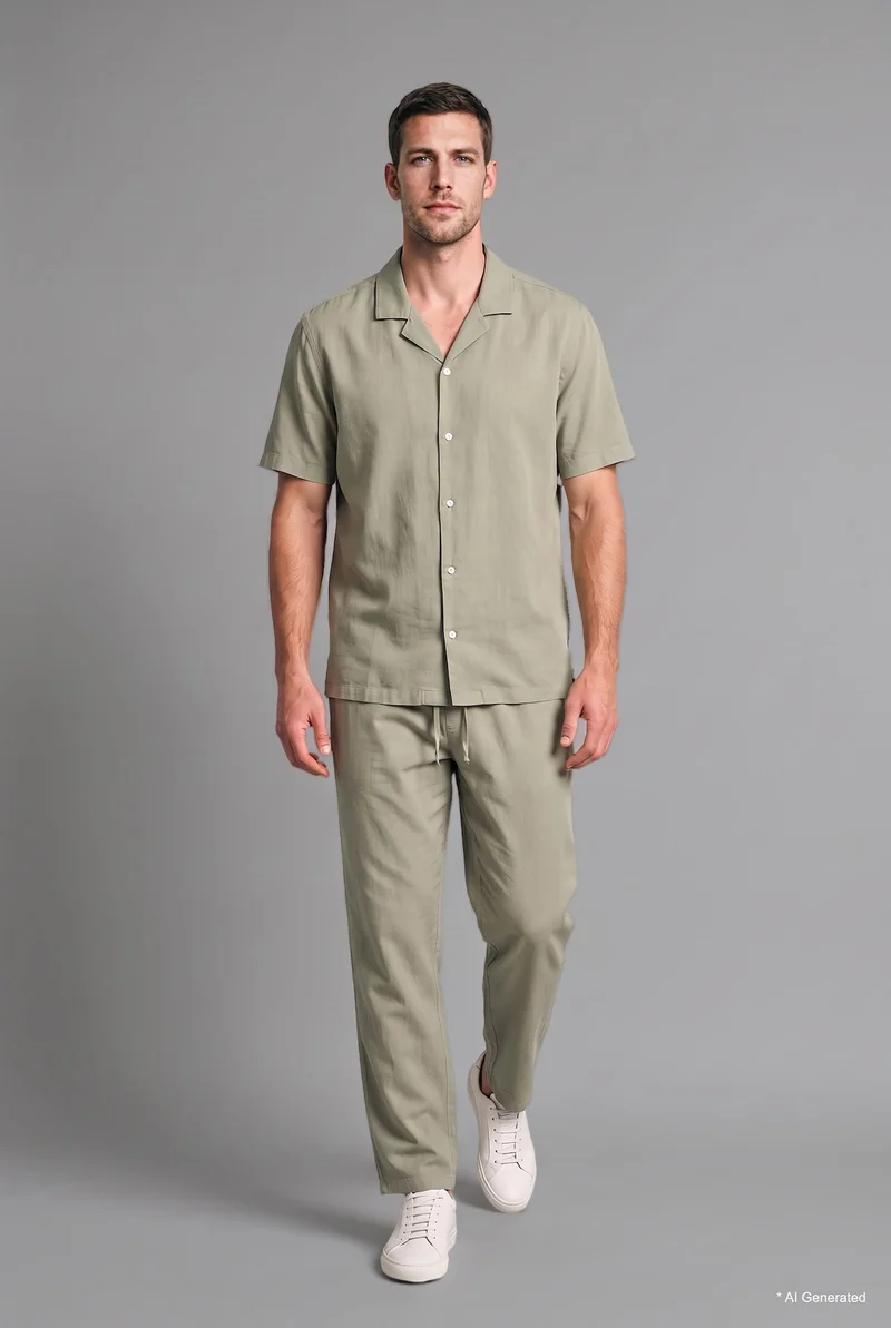 Breathable Relax Fit Elastic Waist Stretch Fabric Trousers