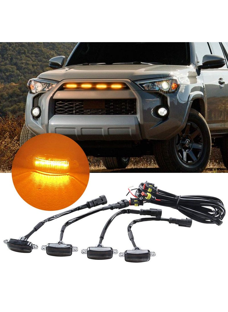 Sidaqi Sidaqi 4 LED 12W Amber Car Front Grille Warning Lights Amber Daytime Running Lights DRL Front Bumper Cover Lamp Fit for SUV Fo-rd F-150 Raptor 2014-2020 Waterproof  - Image 1
