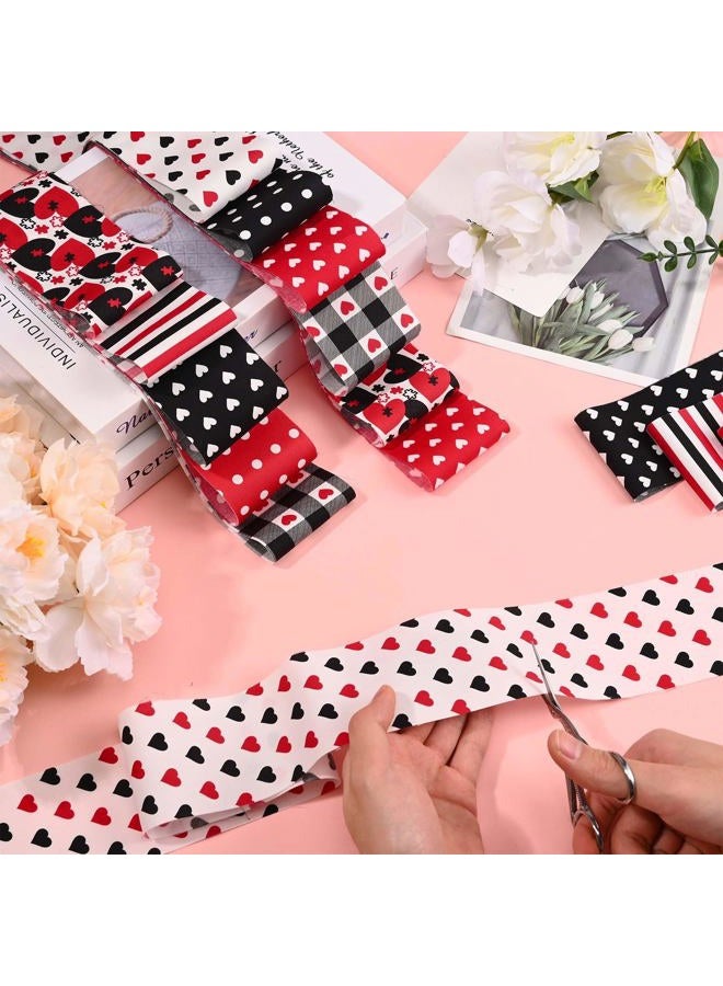 Bolsome 40 Pcs Cotton Fabric Strips Roll for Quilting Crafting Spring Summer Flower Precut Patchwork for Sewing DIY Crafts Cotton Fabric Bundles (Valentine Red Black) - Image 5
