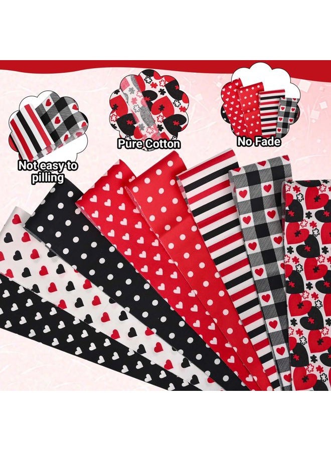 Bolsome 40 Pcs Cotton Fabric Strips Roll for Quilting Crafting Spring Summer Flower Precut Patchwork for Sewing DIY Crafts Cotton Fabric Bundles (Valentine Red Black) - Image 3