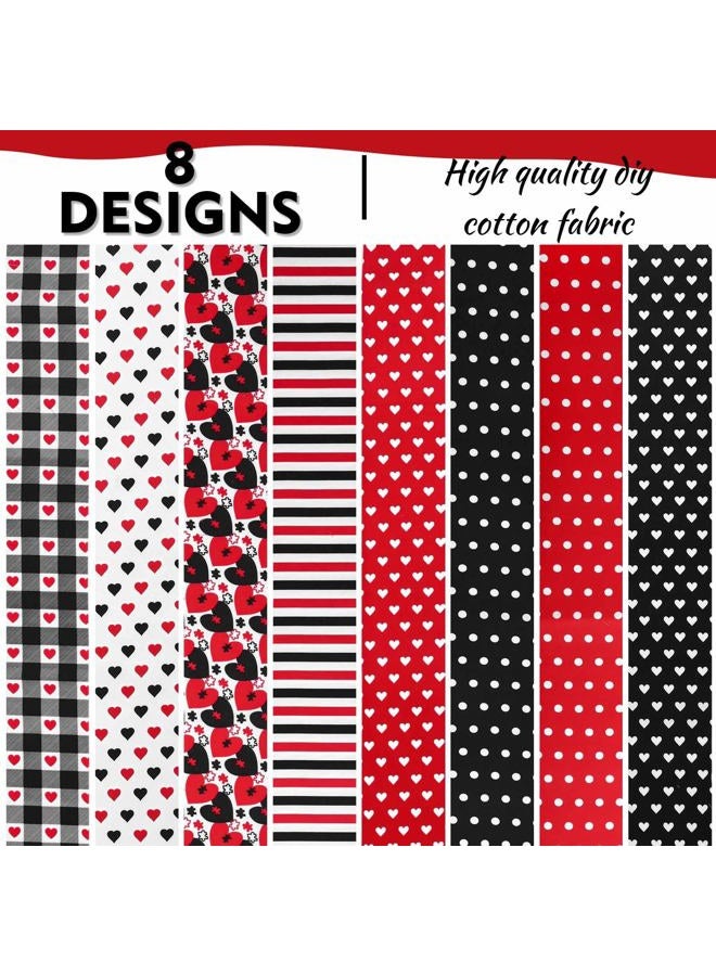 Bolsome 40 Pcs Cotton Fabric Strips Roll for Quilting Crafting Spring Summer Flower Precut Patchwork for Sewing DIY Crafts Cotton Fabric Bundles (Valentine Red Black) - Image 4