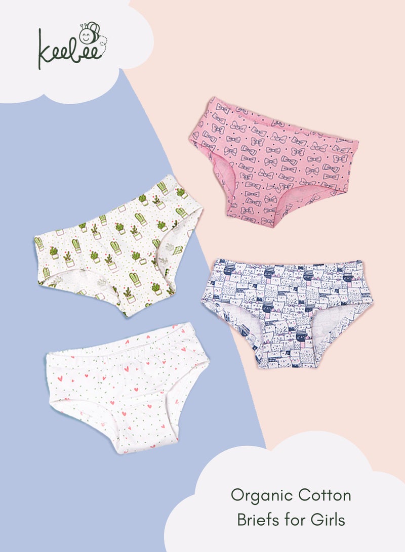 KeeBee 4 Pack Girls Briefs 95% Organic Cotton 5% Elastane, Soft and Comfortable Underwear for Girls - Image 1