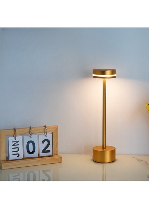 Modern LED Rechargeable Cordless Table Lamp with Touch Sensor, Aluminum Shell,  3 Levels Brightness, USB-C Charging Port, Portable Metal Bedside Lamp (Gold)