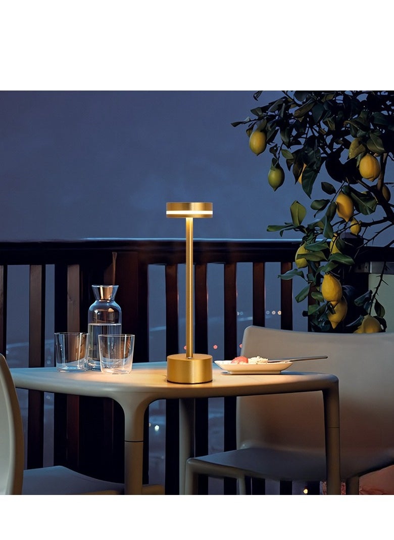 Beauenty - Modern LED Rechargeable Cordless Table Lamp with Touch Sensor, Aluminum Shell,  3 Levels Brightness, USB-C Charging Port, Portable Metal Bedside Lamp (Gold) - Image 1