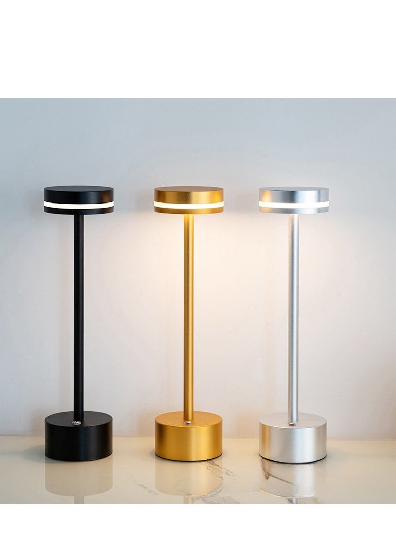 Beauenty - Modern LED Rechargeable Cordless Table Lamp with Touch Sensor, Aluminum Shell,  3 Levels Brightness, USB-C Charging Port, Portable Metal Bedside Lamp (Gold) - Image 1