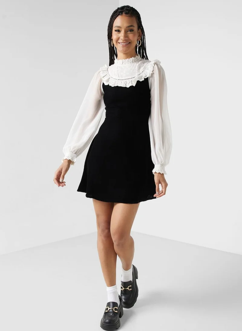 miss selfridge velvet collared mini dress in black Shop Miss Selfridge Black Velvet Dresses for Women up to 80% Off