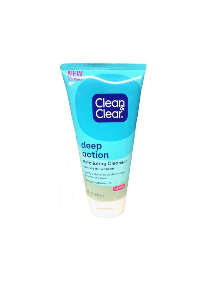 Clean & Clear مقشر وجه خالي من الزيت لتنظيف المسام العميقة، غسول وجه مهدئ مع حبيبات تقشير طبيعية، فرشاة وجه منعشة ومقشرة، 5 أونصات - Image 1