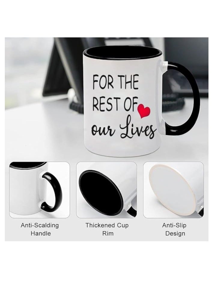 راين دعونا نتناول القهوة معًا لبقية حياتنا، مجموعة أكواب للزوجين، هدايا استحمام العروس، هدية زفاف مطابقة لهدايا عيد الحب للعروس والعريس، أكواب قهوة السيد السيدة - Image 3