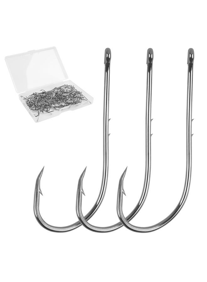 Shaddock Fishing Baitholder Hooks Long Shank Beak Baitholder Hooks 100Pcs Black Offset Bait Holder Jig Hooks with 2 Baitholder Barbs Size:4#-6/0# 1#-100pcs - Image 1