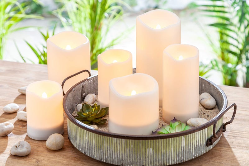 Gerson Outdoor Solar Flameless Candle Weatherproof White Resin Flickering Amber Flame (3x4) - Image 3
