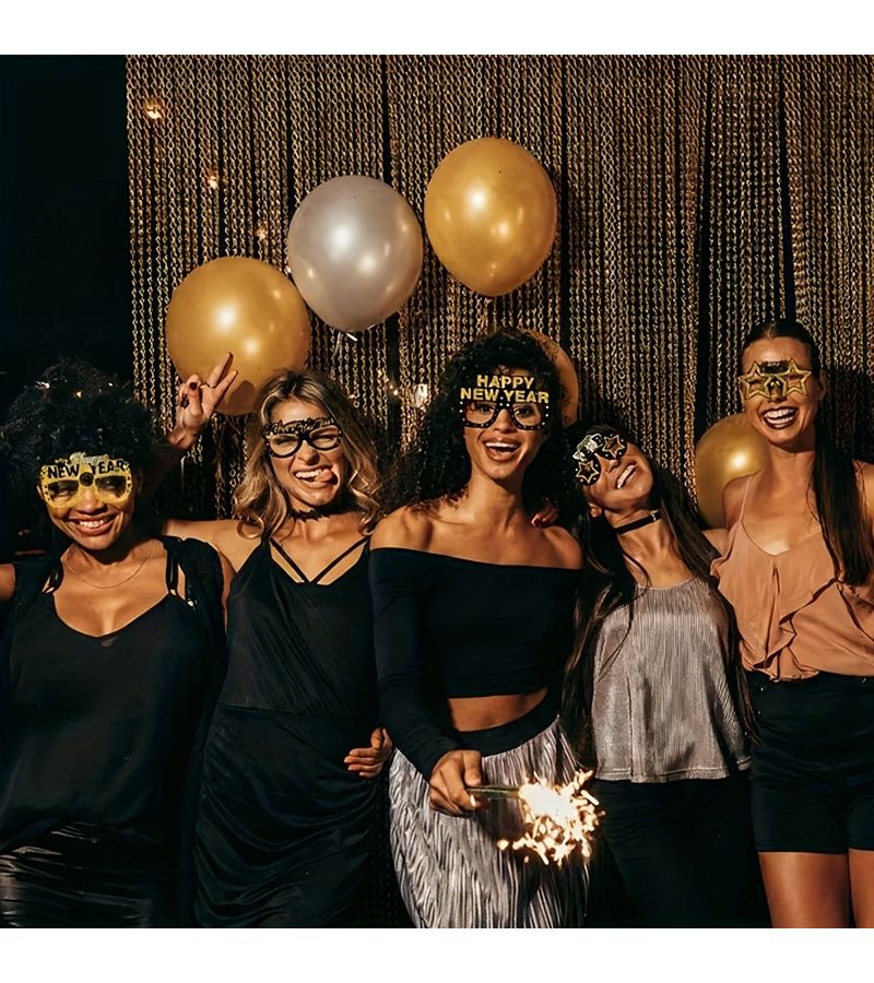 Black Golden Paper Glasses Frames 12pc for Party Photo Booth Props Selfie Fun - Image 4