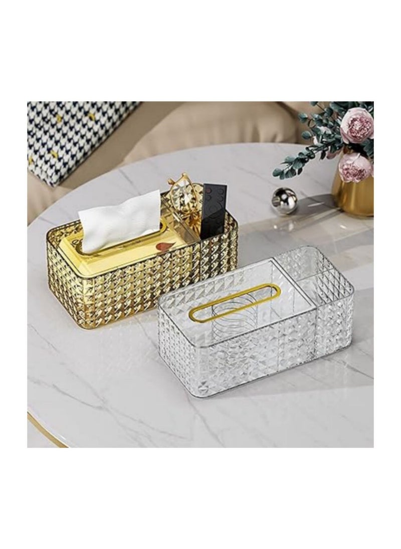 Generic - Acrylic tissue box organizer and holder with cover, multi-use organizer for remote control and toiletries, and facial tissue holder in a rectangular shape for home, restaurant, office and car (transpa - Image 1