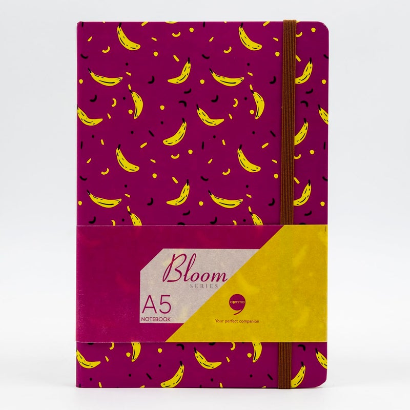 COMMA | Bloom Series | A5 Size | Hard Bound Notebook | 160 Pages | 100gsm Natural Shade Paper | PU Cover Material - Purple - Image 1