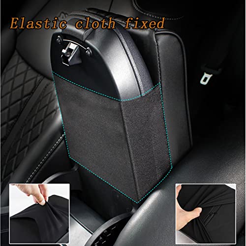 BODLYL Car Center Console Cover, Memory Foam Car Armrest Cover, Black Arm Rest Covering Car, Middle Organizer Elbow Pillow, Leather armrest Cover for Car/SUV/Truck/Auto (No.2 Black) - Image 5
