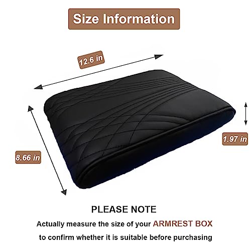 BODLYL Car Center Console Cover, Memory Foam Car Armrest Cover, Black Arm Rest Covering Car, Middle Organizer Elbow Pillow, Leather armrest Cover for Car/SUV/Truck/Auto (No.2 Black) - Image 2