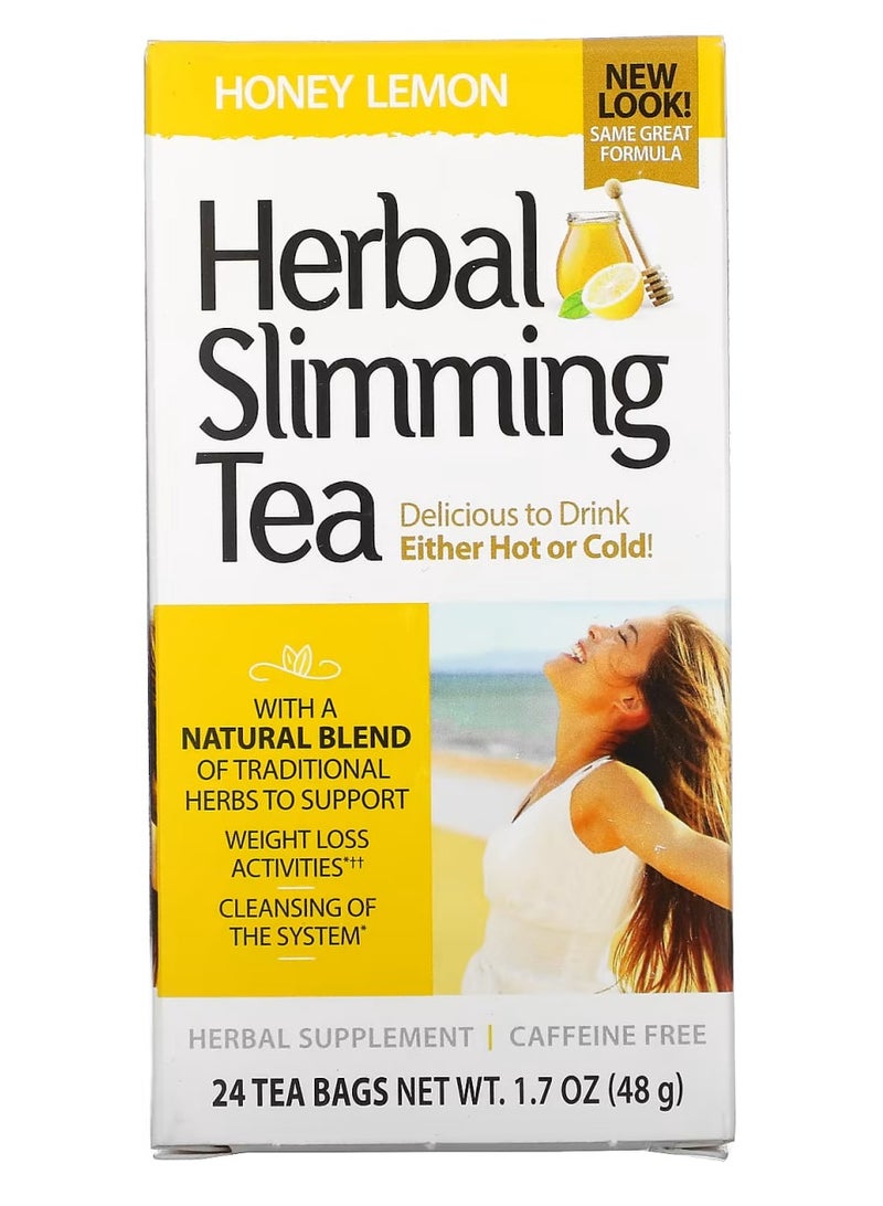 21st Century Herbal Slimming Tea Honey Lemon - Caffeine Free 24 Tea Bags - Image 1