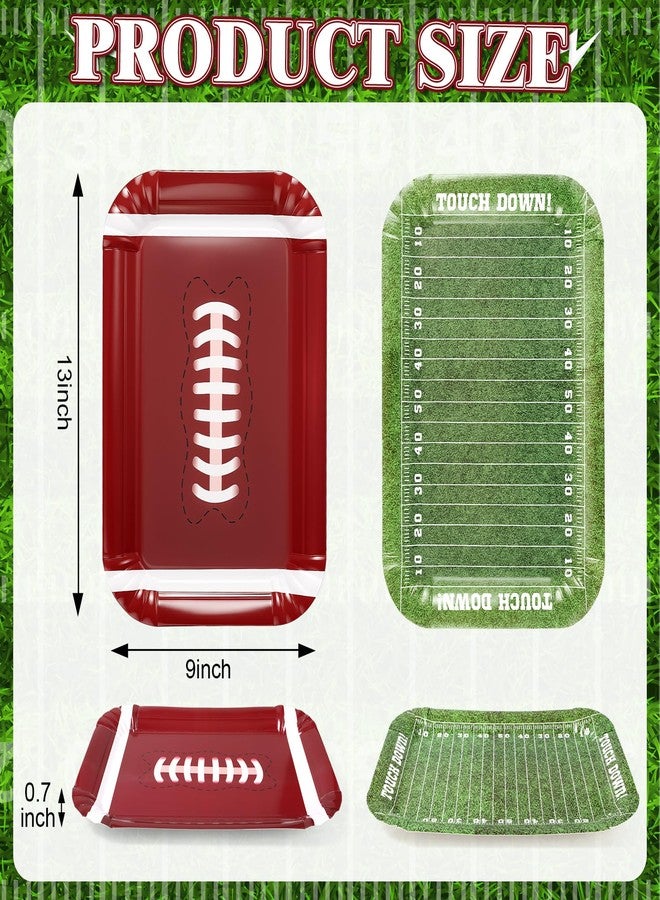 SiliFine 12 Pcs Football Serving Trays 13 x 9 Inch Disposable Football Theme Party Decorations Paper Food Trays for Tailgate Events Sport Theme Birthdays Rugby Game Day Party - Image 2