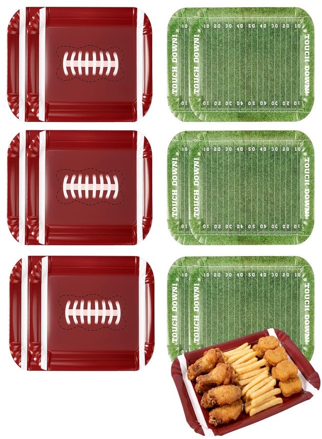 SiliFine 12 Pcs Football Serving Trays 13 x 9 Inch Disposable Football Theme Party Decorations Paper Food Trays for Tailgate Events Sport Theme Birthdays Rugby Game Day Party - Image 1
