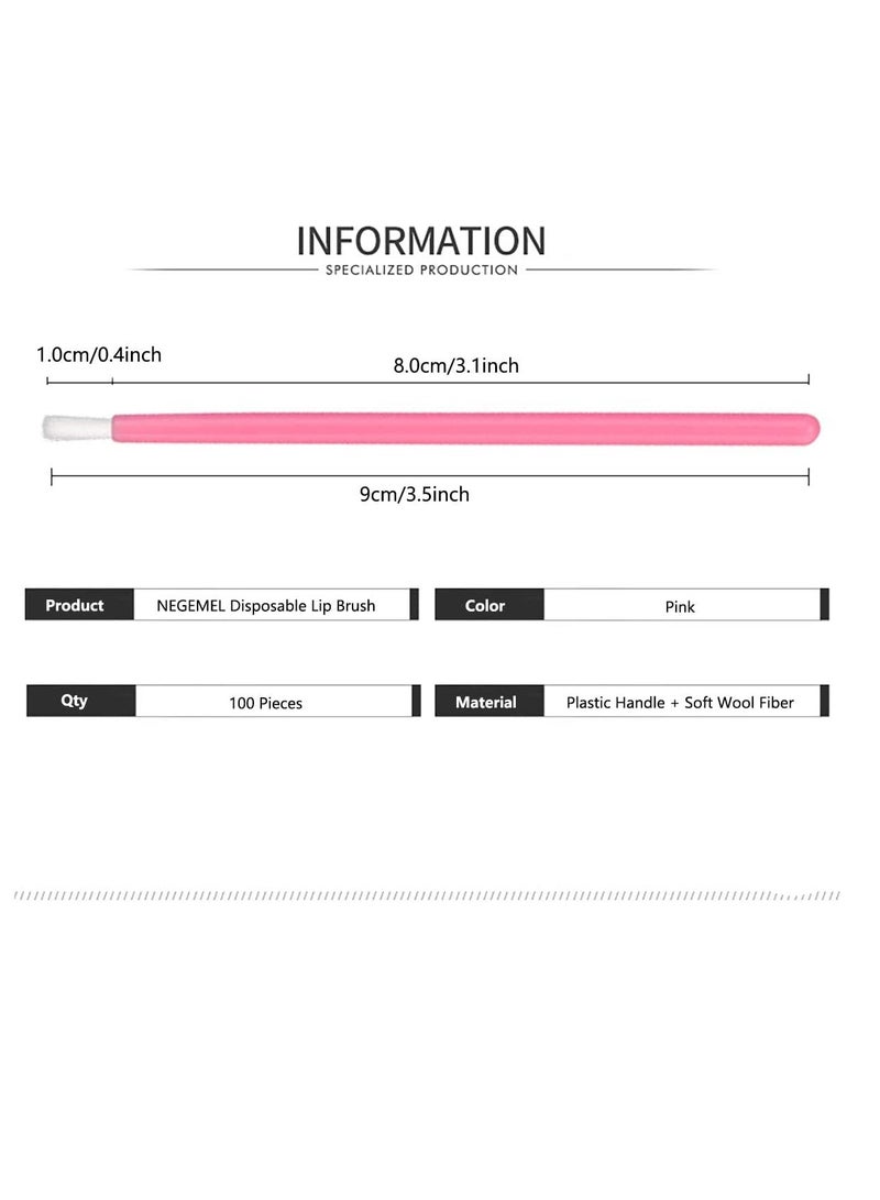 Barakah Lip Brushes, 100 Pieces Disposable Makeup Brush Lipstick Gloss Applicators with Soft Head Cosmetic Wands Mini Paint Brushes (Pink Green Blue Yellow) - Image 3