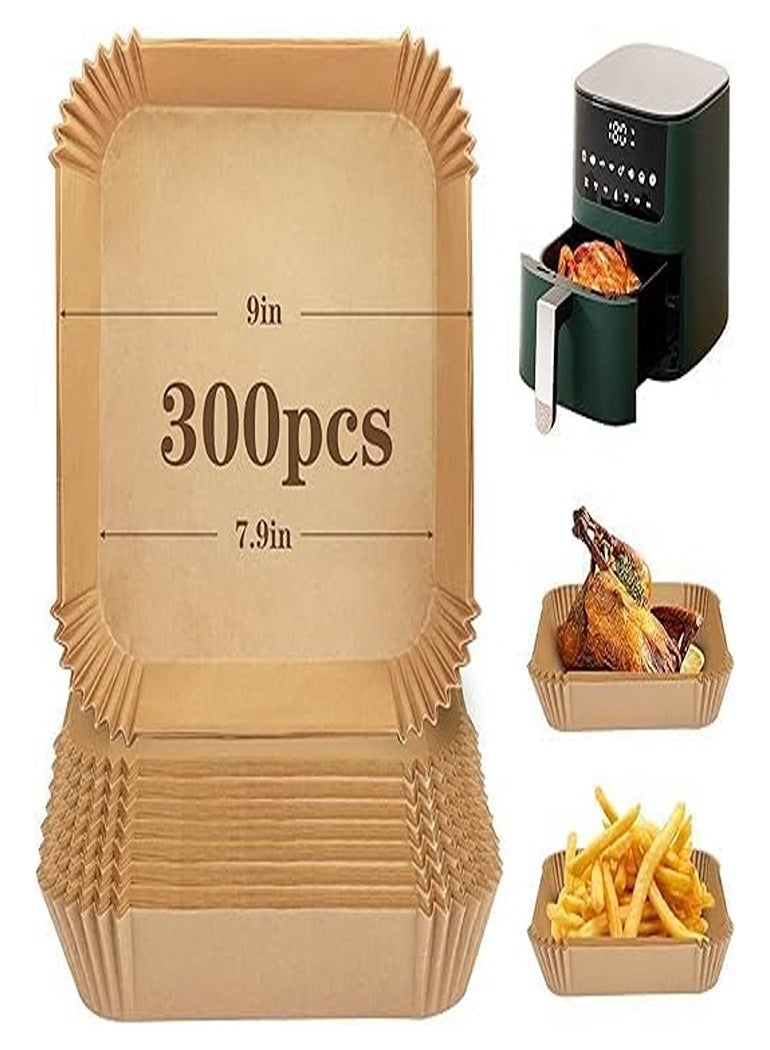 300 Pcs Air Fryer Liners, 7.9 Inch Square Disposable Parchment Paper, Oil-Proof Waterproof Non-Stick Parchment Paper for 5-7QT Air Fryer Baking Roasting Microwave - Image 1