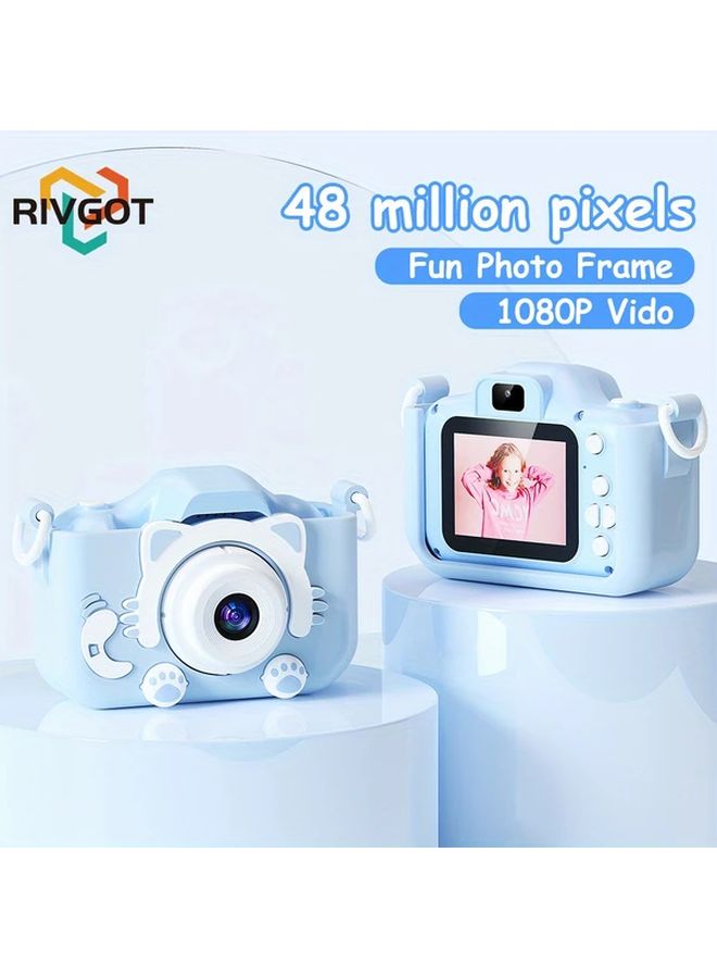 Kids Digital Camera Dual Lens USB MP3 Player Games 32GB SD Card Blue - Image 2