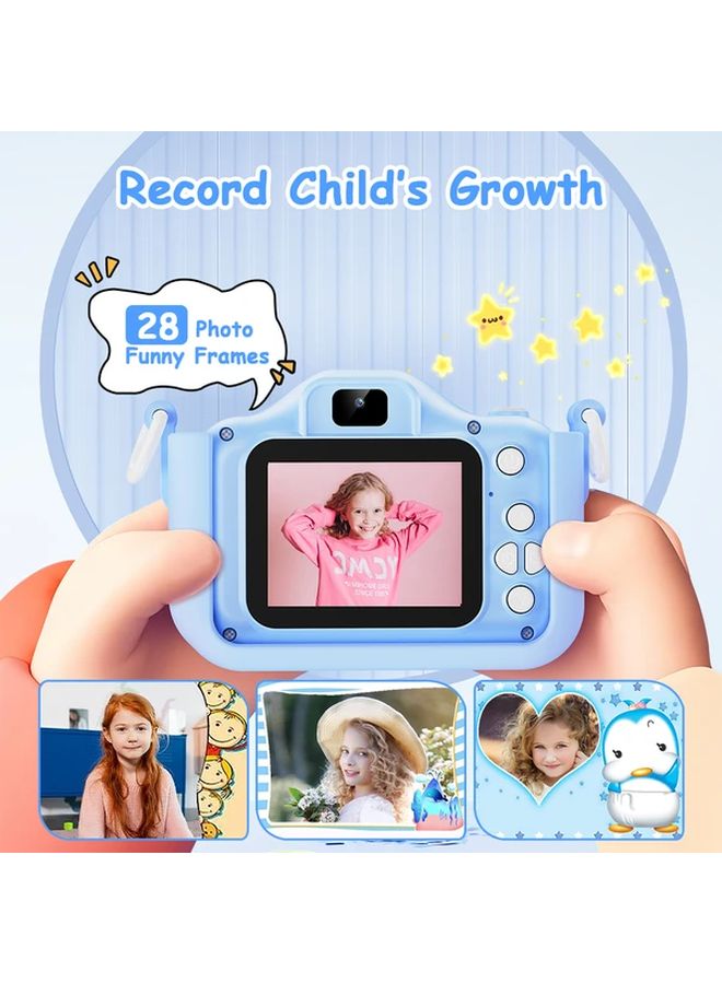 Kids Digital Camera Dual Lens USB MP3 Player Games 32GB SD Card Blue - Image 5