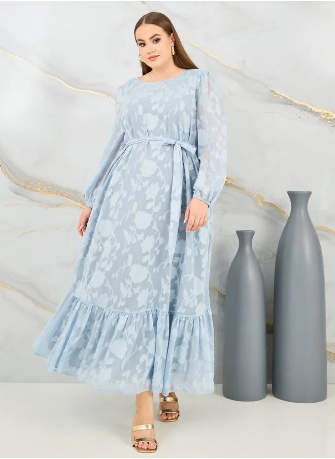 ستايلي Floral Burnout Texture A-Line Maxi Dress