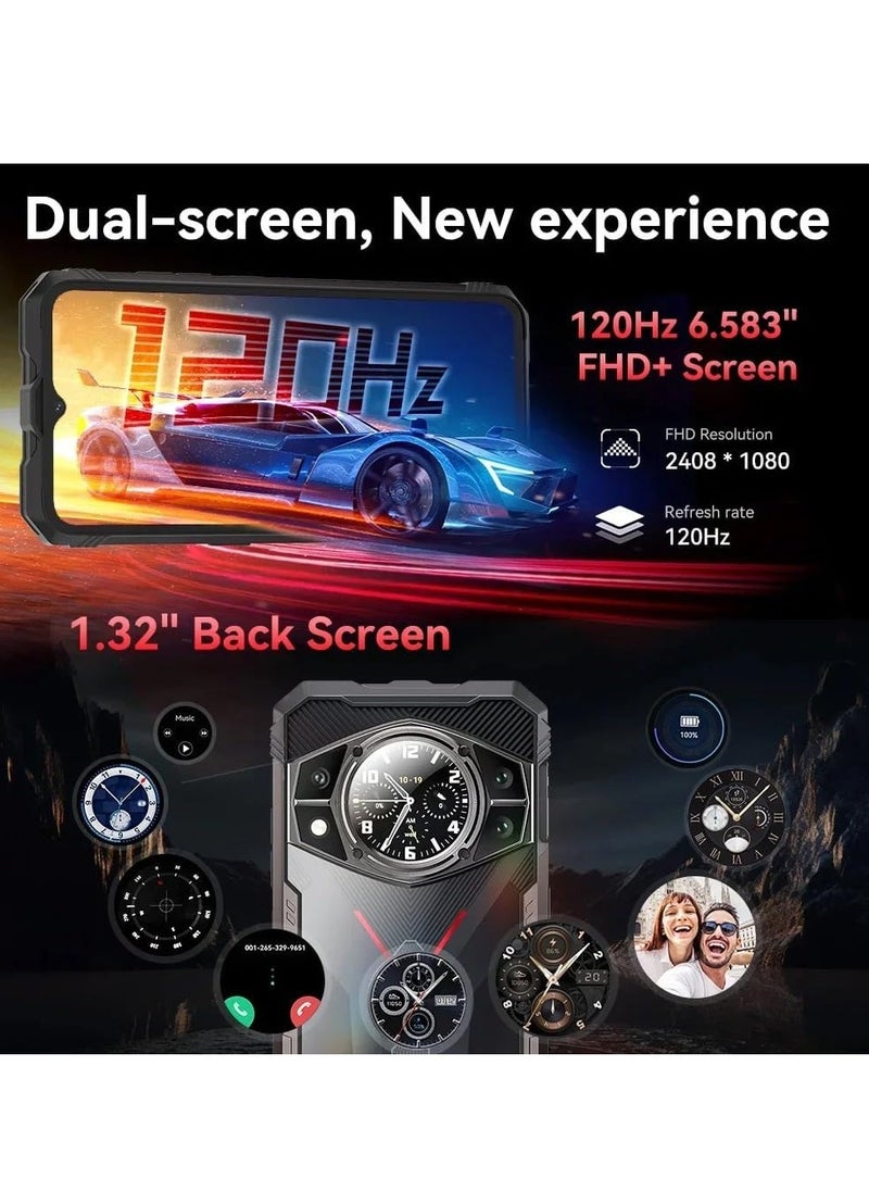 Cubot KingKong AX Rugged Smartphone, Android 14, 12GB RAM + 256GB ROM, 6.583" FHD+ Display, 100MP + 32MP Camera, 5100mAh Battery, 33W Fast Charging, Waterproof & Drop Resistant, NFC, OTG, GPS, 4G - Black  - Image 2